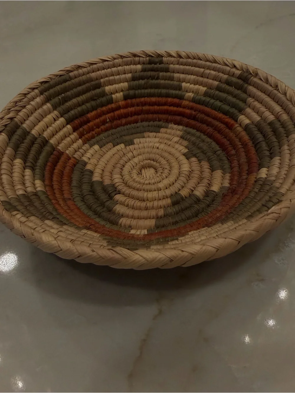 Handwoven Natural Fiber Decorative Bowl - Multi Color